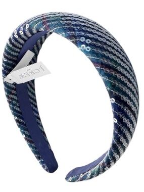 J Crew Sequin Tartan Puff Headband.